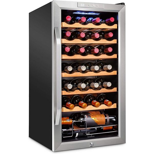 Ivation 28Bottle Wine Cooler, Freestanding Wine Fridge with Lock