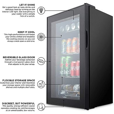 Ivation Beverage Refrigerator Ultra Cool Mini Drink Fridge Beer, Juice Cooler for Home & Office