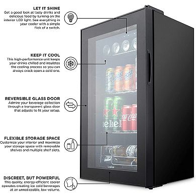 Ivation Beverage Refrigerator  Ultra Cool Mini Drink Fridge Beer, Juice Cooler for Home & Office