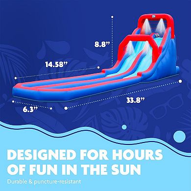 Sunny & Fun Inflatable Water Slide & Blow up Pool, Kids Water Park for Backyard