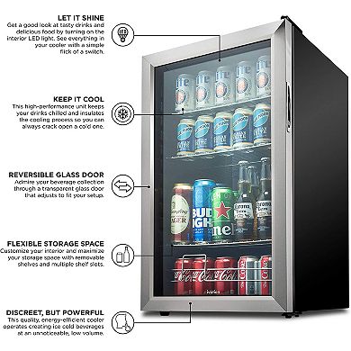 Ivation Beverage Refrigerator Ultra Cool Mini Drink Fridge Beer, Juice Cooler for Home & Office