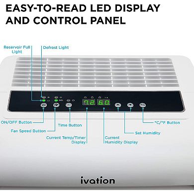Ivation 4,500 Sq Ft Energy Star Dehumidifier With Built-In 16W Pump And LCD Display