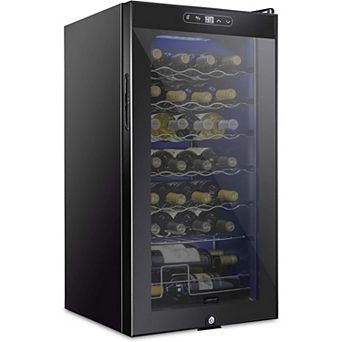 Schmecke Wine Fridge, Freestanding Wine Refrigerator, 28 Bottle Wine Cooler