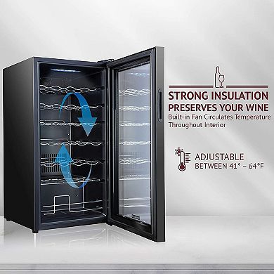 Schmecke Wine Fridge, Freestanding Wine Refrigerator, 28 Bottle Wine Cooler