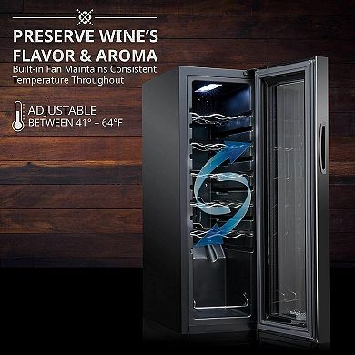Ivation 12-Bottle Wine Cooler, Large Freestanding Wine Fridge with Lock
