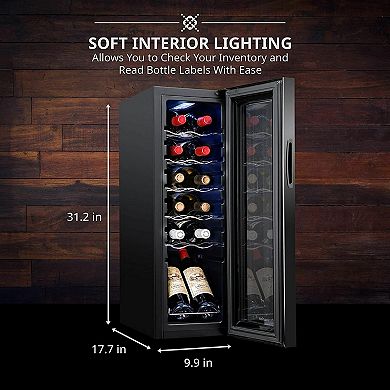 Ivation 12-Bottle Wine Cooler, Large Freestanding Wine Fridge with Lock