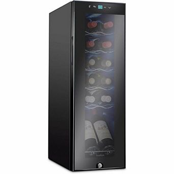 Ivation 12-Bottle Wine Cooler, Large Freestanding Wine Fridge with Lock