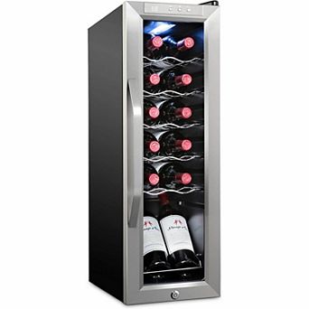 Ivation 12-Bottle Wine Cooler, Large Freestanding Wine Fridge with Lock