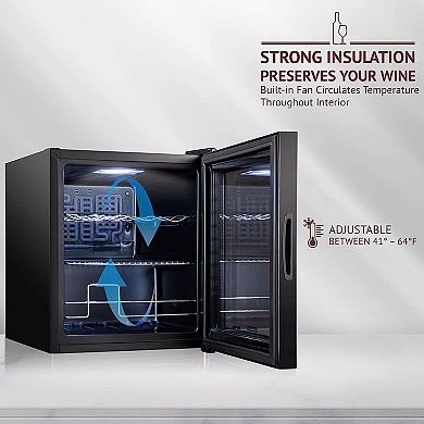 Schmecke Wine Fridge, Freestanding Wine Refrigerator, 12 Bottle Wine Cooler
