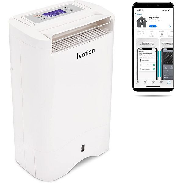 Ivation 19 Pint Desiccant Home WIFI Dehumidifier with Continuous Drain