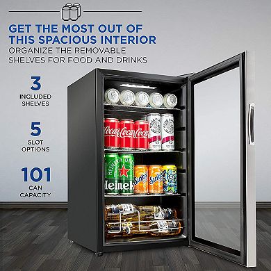 Ivation Beverage Refrigerator Ultra Cool Mini Drink Fridge Beer, Juice Cooler for Home & Office