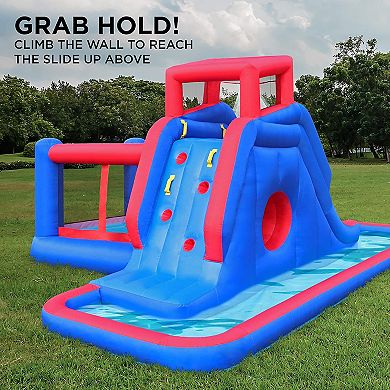 Sunny & Fun Inflatable Water Slide, Blow up Pool & Bounce House for Backyard