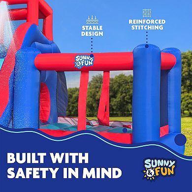 Sunny & Fun Inflatable Water Slide, Blow up Pool & Bounce House for Backyard