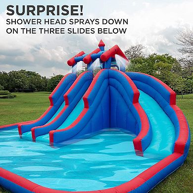 Sunny & Fun Inflatable Water Slide & Blow up Pool, Kids Water Park for Backyard