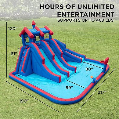 Sunny & Fun Inflatable Water Slide & Blow up Pool, Kids Water Park for Backyard