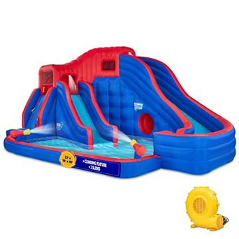 Sunny & Fun Inflatable Water Slide Park & Blow up Pool w/Pump, Kids Water Park