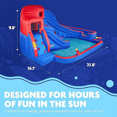 Sunny & Fun Inflatable Water Slide Park & Blow up Pool w/Pump, Kids Water Park
