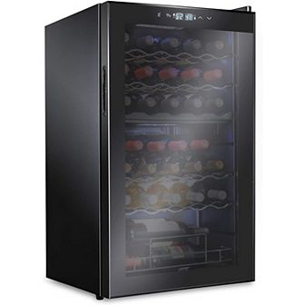 Ivation Wine Fridge, Dual Zone Freestanding Wine Cooler, 33 Bottles