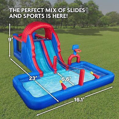 Sunny & Fun Inflatable Water Slide, Blow up Pool & Bounce House for Backyard