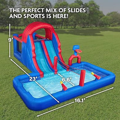 Sunny & Fun Inflatable Water Slide, Blow up Pool & Bounce House for Backyard