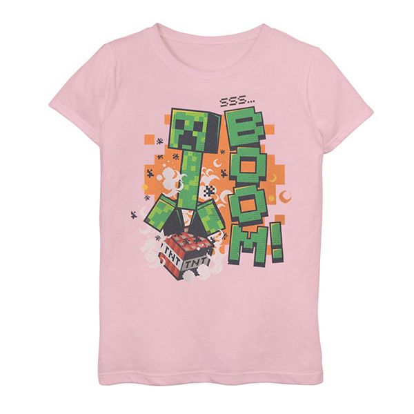 Girls 7-16 Minecraft Creeper SSS Boom Figure Graphic Tee