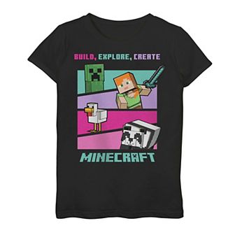 Girls 7-16 Minecraft Create Your World Build Explore Create Graphic Tee