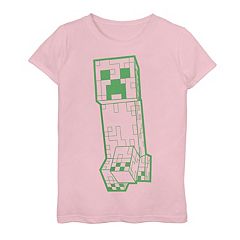 Girl's Minecraft Creeper Face Graphic Tee Green Apple X Large