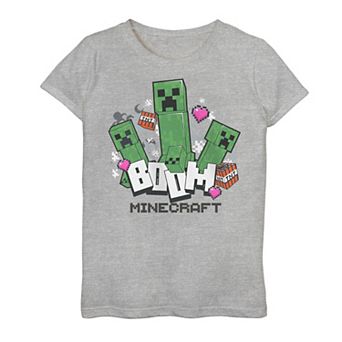 Girls 7-16 Minecraft Heart Goes Boom Creeper Graphic Tee
