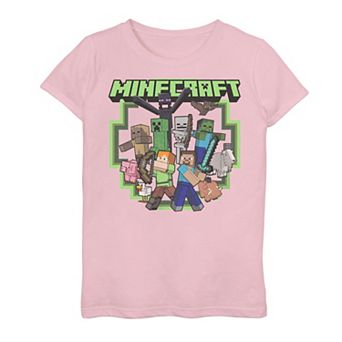 Girls 7-16 Minecraft All Aboard 2 Creeper Skeleton Zombie Enderman Graphic Tee