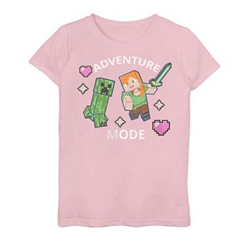 Girls 7-16 Minecraft Find Your Adventure Heart Creeper Graphic Tee
