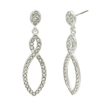 City Luxe Silver Tone Crystal Pave Open Drop Earrings