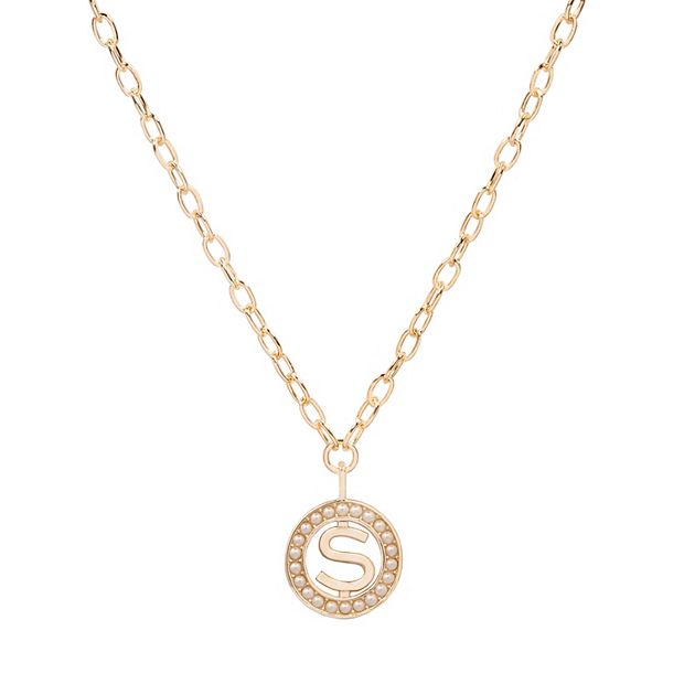 DRAPER JAMES RSVP Gold Tone Simulated Pearl Initial Necklace