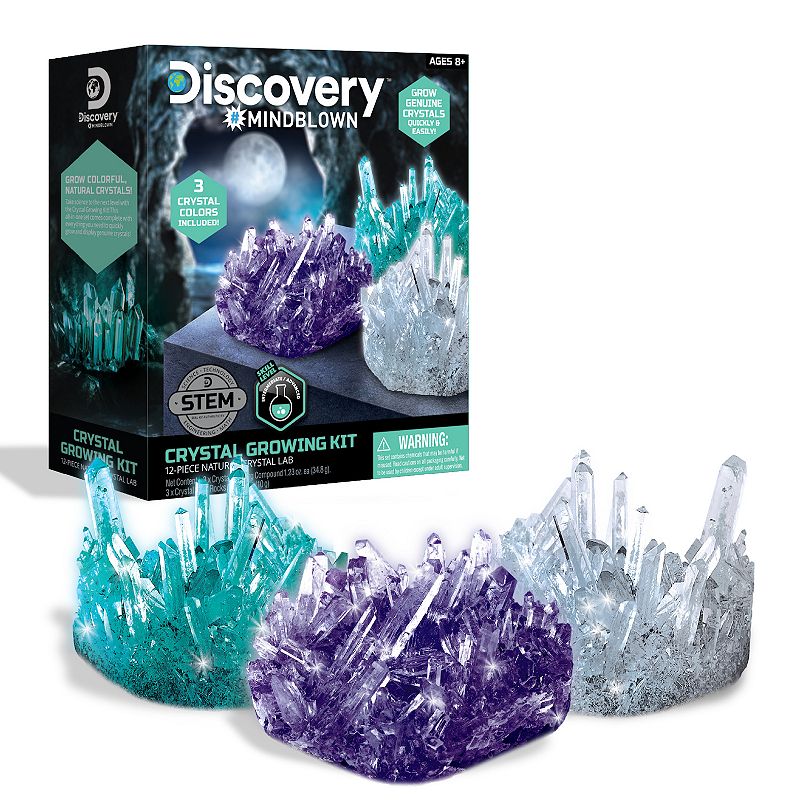 Discovery #Mindblown Crystal Growing Kit 12-Piece Natural Crystal Lab, Mult