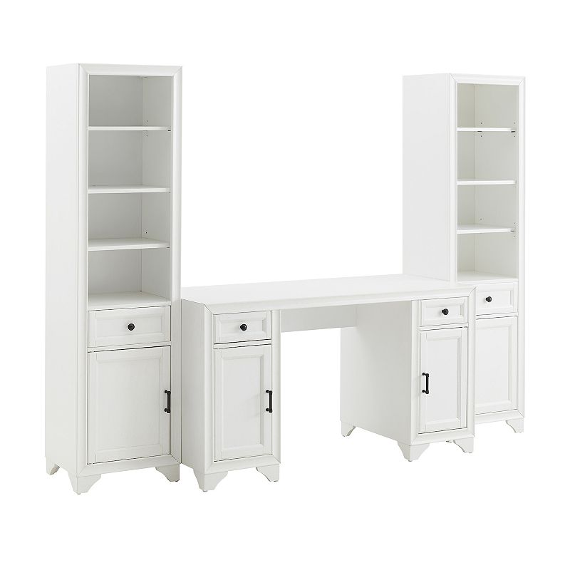 Crosley Tara Desk & Bookcase 3-piece Set, White