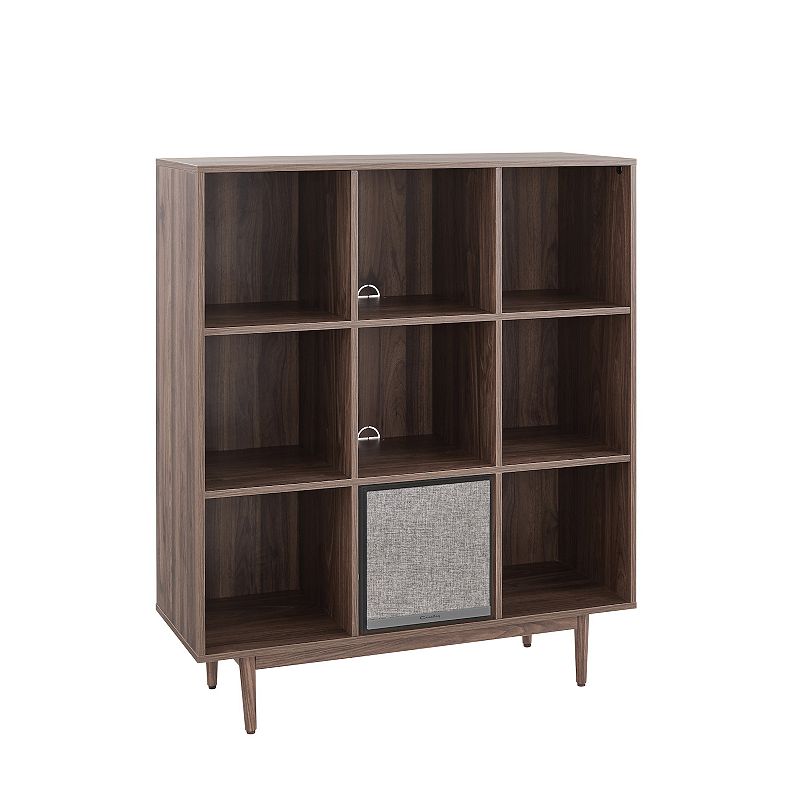 Crosley Liam 9-Cube Storage Bookcase & Speaker 2-piece Set, Brown