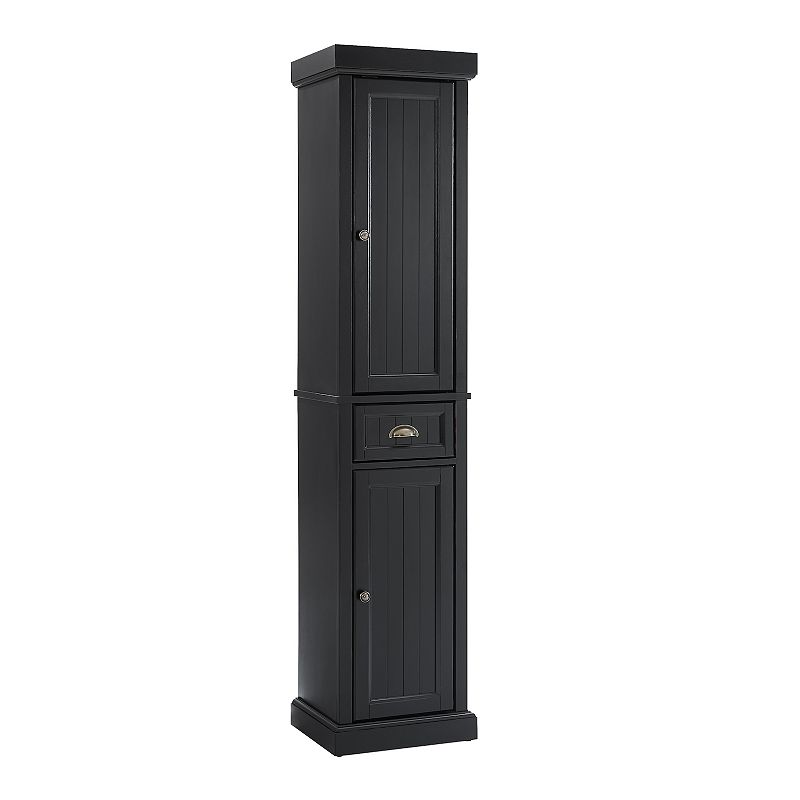 Crosley Seaside Tall Linen Cabinet, Black
