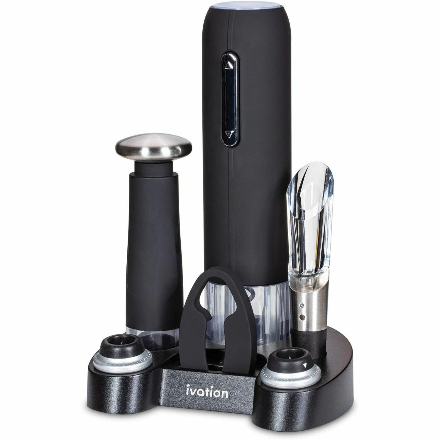 Costway 6-in-1 Black Electric Wine Bottle Opener Set Rechargeable