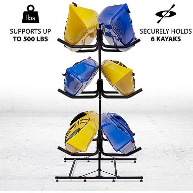 RaxGo Kayak Storage Rack, Heavy Freestanding Storage For 6 Kayak Rack