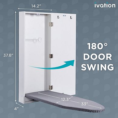 Ivation Ironing Board, Hanging Ironing Board & Ironing Board Cover W/ Mirror