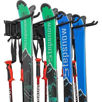 RaxGo Ski Wall Rack, Holds Pairs of Skis Skiing Poles or