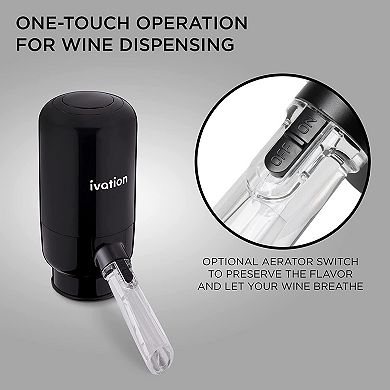 Ivation Wine Aerator and Dispenser Spout, Electric Wine Pourer and Stopper
