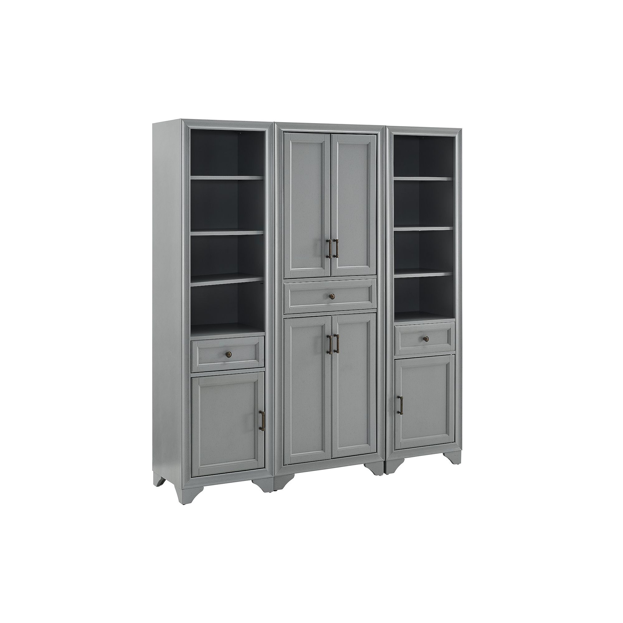 Crosley Tara Pantry 3-piece Set, Distressed Gray