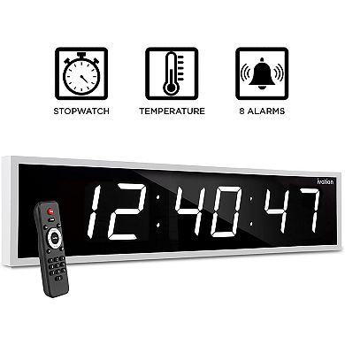 Ivation 60'' Large Digital Wall Clock, LED Digital Clock with Remote Control - Stopwatches