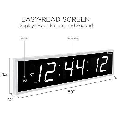 Ivation 60'' Large Digital Wall Clock, LED Digital Clock with Remote Control - Stopwatches