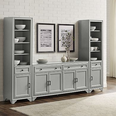 Crosley Tara Sideboard & Bookcase 3-piece Set