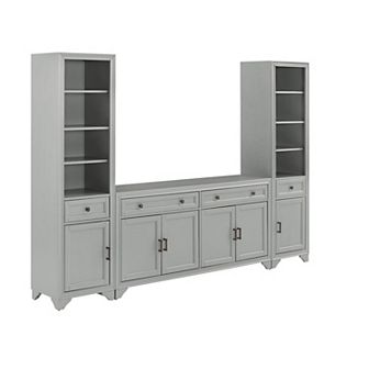 Crosley Tara Sideboard & Bookcase 3 pc Set