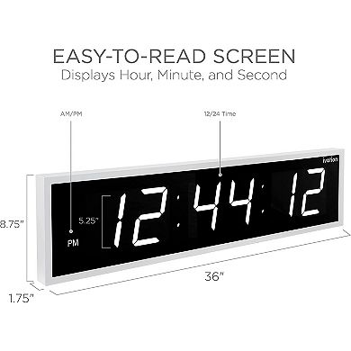 Ivation Huge 36 Inch Large Big Oversized Digital LED Wall Clock