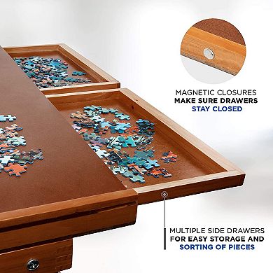 Jumbl 1500 Piece Puzzle Board, 27” x 35” Wooden Jigsaw Puzzle Table W/Legs