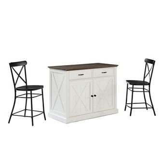 Crosley Clifton Kitchen Island & Camille Stools 2 pc Set