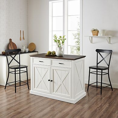 Crosley Clifton Kitchen Island & Camille Stools 2-piece Set